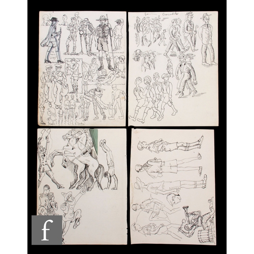 732 - Albert Wainwright (1898-1943) - Four double sided sketchbook pages depicting figurative studies incl... 