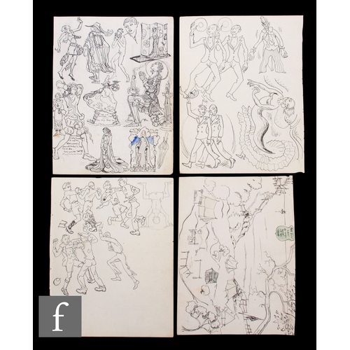 732 - Albert Wainwright (1898-1943) - Four double sided sketchbook pages depicting figurative studies incl... 