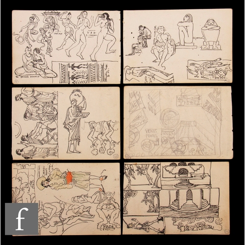 736 - Albert Wainwright (1898-1943) - Six small double sided sketch book pages depicting studies from the ... 