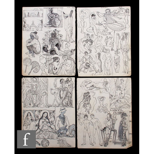 740 - Albert Wainwright (1898-1943) - Four double sided sketch book pages depicting various figurative stu... 