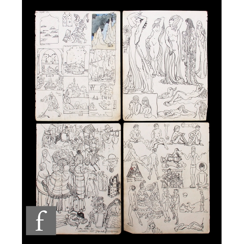 740 - Albert Wainwright (1898-1943) - Four double sided sketch book pages depicting various figurative stu... 