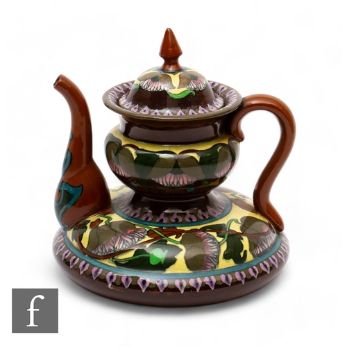 619 - Frederick Rhead - Wileman & Co - A Foley Intarsio teapot and cover, of compressed double gourd f... 