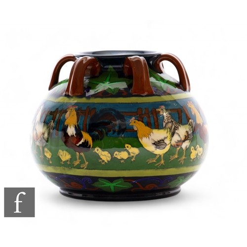 620 - Frederick Rhead - Wileman & Co - A Foley Intarsio vase, compressed spherical form with everted r... 