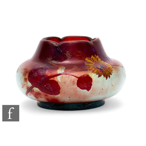 15 - Desire Christian - Vallerysthal - A pate de vere iridescent enamelled cameo glass vase, circa 1905, ... 