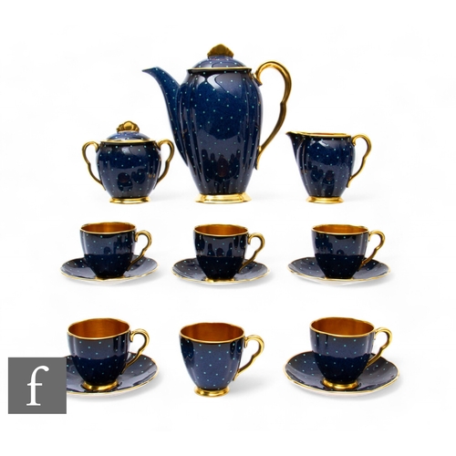 629 - Carlton Ware - Polka Dot - A 'Handpainted' coffee service comprising coffee pot, six coffee cans and... 