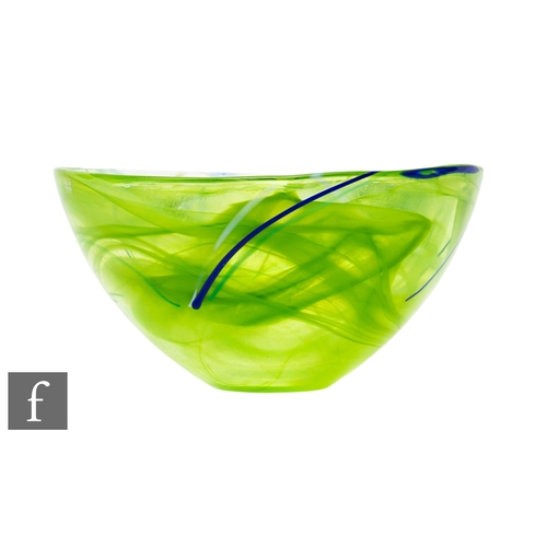 1178 - Anna Ehrner - Kosta Boda - A Contrast bowl circa 1990s in tonal green and white with a blue line det... 