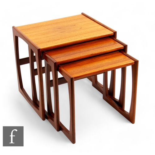 906 - G Plan - A nest of three teak tables, largest 49cm x 54cm x 42cm, G Plan sticker. (3)