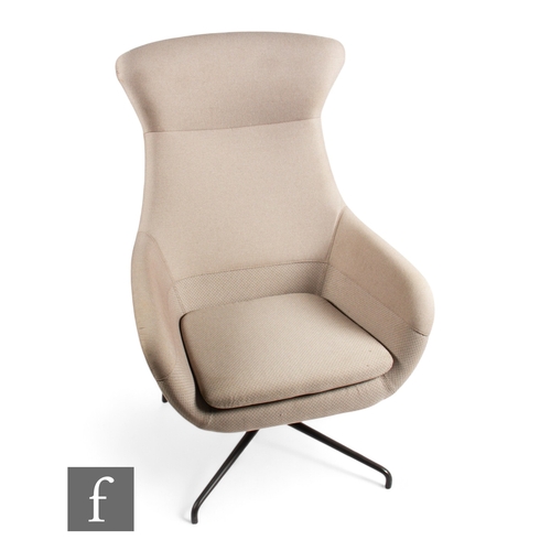 1292 - Brunner - A Fina Soft high back armchair, two tone soft grey fabric, circa 2018, height 117cm.