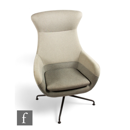 1293 - Brunner - A Fina Soft high back armchair, two tone soft grey fabric, circa 2018, height 117cm.