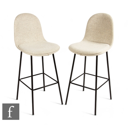 1296 - Allermuir Studio - A pair of 'Kin' low back stools, in blazer/Dartmouth fabric, with off black frame... 