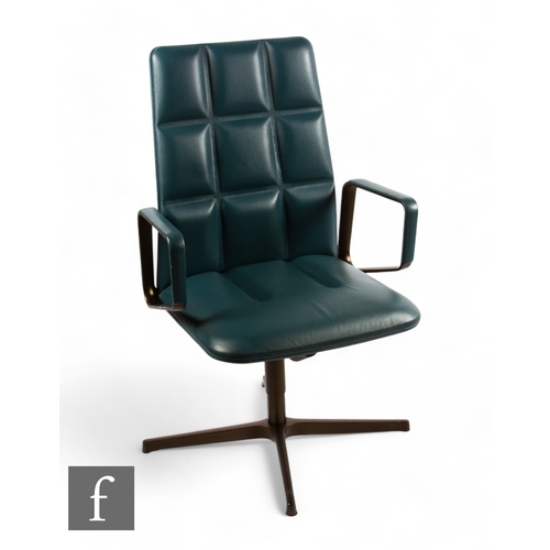 1297 - EOOS design for Walter Knoll - A 'Leadchair Executive', model no. 2013, in dark blue leather, on swi... 