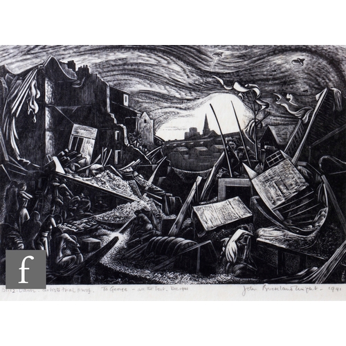 703 - John Buckland-Wright (1897-1954) - 'Blitz Dawn', wood engraving, signed in pencil and dated 1941, si... 