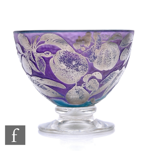 1141 - Jonathon Harris - Ironbridge - A contemporary cased cameo glass 'Frost' pattern bowl, of ovoid form ... 