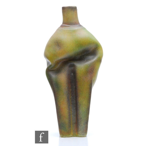 1030 - Mieke Groot - A mould blown and free formed glass vase circa 1987, with a thin layer of enamel colou... 