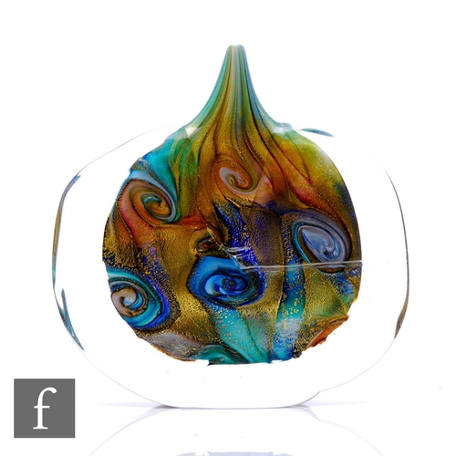 1145 - Timothy Harris - Isle of Wight Glass - A contemporary Kaleidoscope pattern fish head vase, opaque mu... 