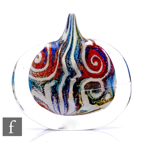 1149 - Timothy Harris - Isle of Wight - A contemporary studio cased glass fish head Jazz vase, opaque multi... 
