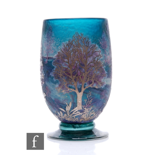 1156 - Jonathan Harris - Ironbridge - A contemporary studio cased silver cameo glass vase of elongated ovoi... 