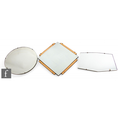 686 - Unattributed makers - A collection of 1930s wall mirrors to include a square example with bevelled g... 