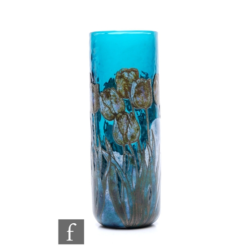 1159 - Jonathan Harris - Ironbridge - A contemporary studio Re-Heat cameo glass vase, of sleeve form, decor... 