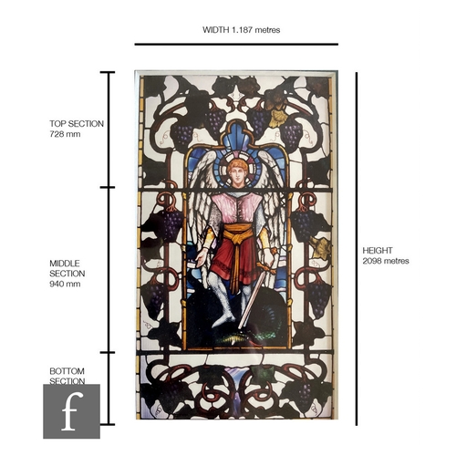 67 - Attributed to John Hardman & Co - A large late 19th to early 20th Century stained glass panel in... 