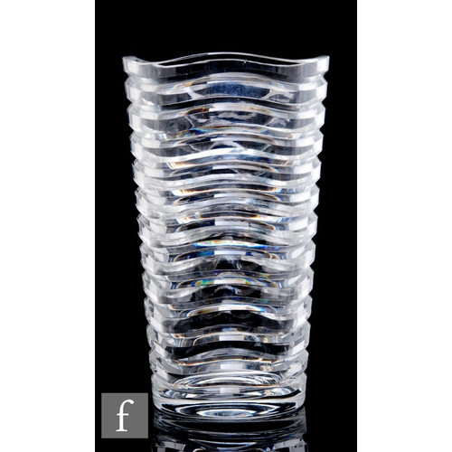 673 - Reginald Williams Thomas - Stevens & Williams - A 1930s Streamline clear crystal vase of tumbler... 