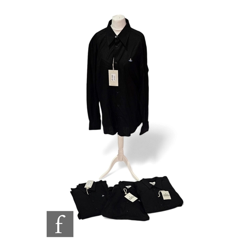 1335 - Vivienne Westwood - Four men's black cotton button up long sleeve dress shirts, three labelled size ... 