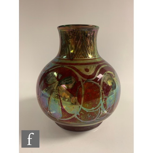 139 - Richard Joyce - Pilkingtons Royal Lancastrian - A lustre vase, circa 1918, of footed spherical form ... 