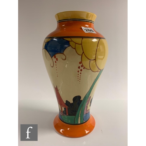 200 - Clarice Cliff - Summerhouse - A large shape 14 Mei Ping vase circa 1932, hand painted with a double ... 