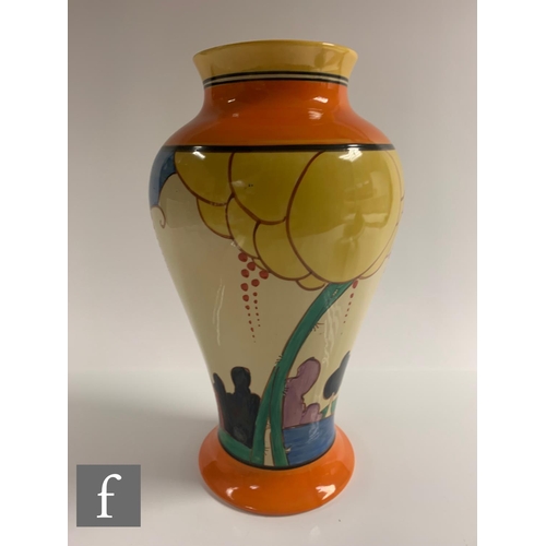 200 - Clarice Cliff - Summerhouse - A large shape 14 Mei Ping vase circa 1932, hand painted with a double ... 