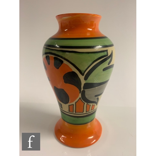 385 - Clarice Cliff - Beach Ball - A shape 14 Mei Ping vase circa 1931, hand painted with stylised striped... 