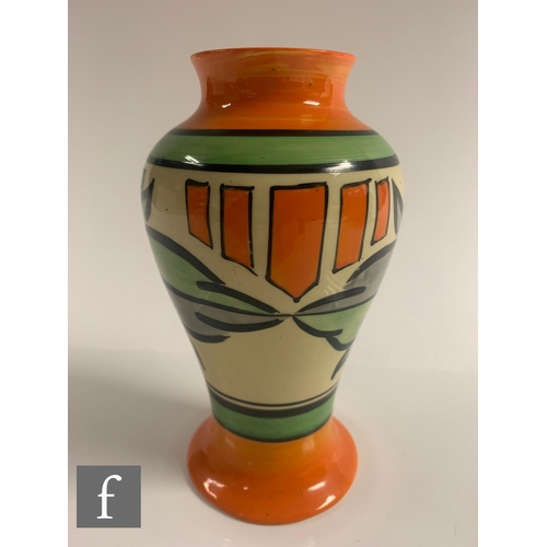 385 - Clarice Cliff - Beach Ball - A shape 14 Mei Ping vase circa 1931, hand painted with stylised striped... 