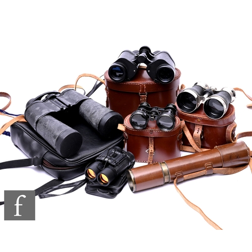 612 - A pair of Russian 15x50 binoculars, cased, a pair of Barr & Stroud binoculars, various other pai... 