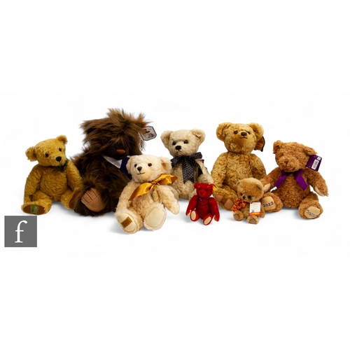 287 - A collection of assorted teddy bears, by Merrythought, Steiff, Clemens, Silver Tag Bears and similar... 