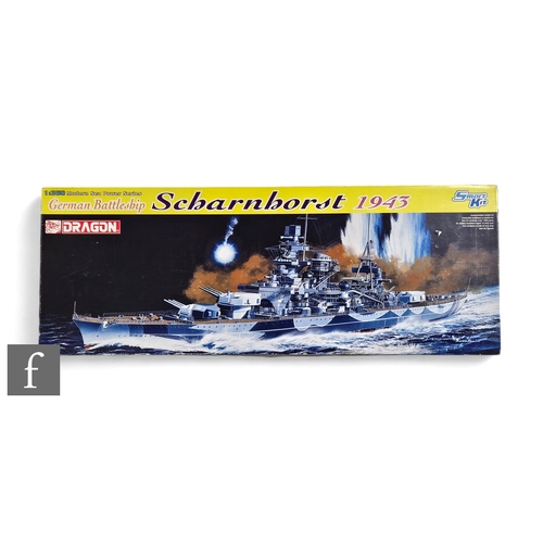 138 - A Dragon 1040 German Battleship Scharnhorst 1:350 scale plastic model kit, appears unstarted and com... 