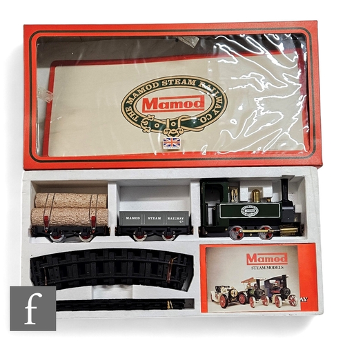 13 - A Mamod RS1 live steam railway set, comprising locomotive, two items of rolling stock, track and acc... 