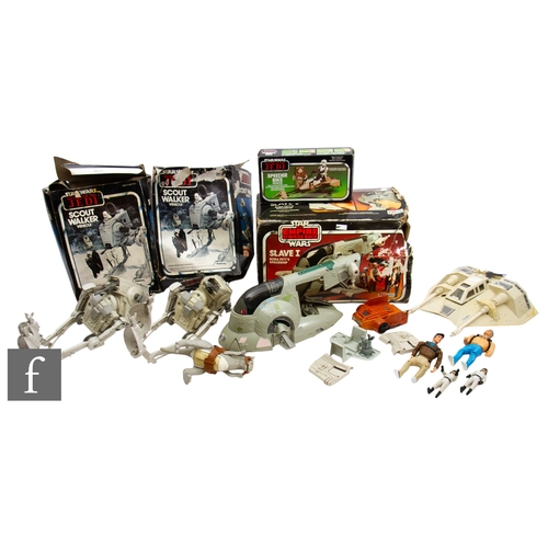 165 - A collection of Palitoy Star Wars Return of the Jedi toys, comprising two boxed Scout Walkers, a box... 