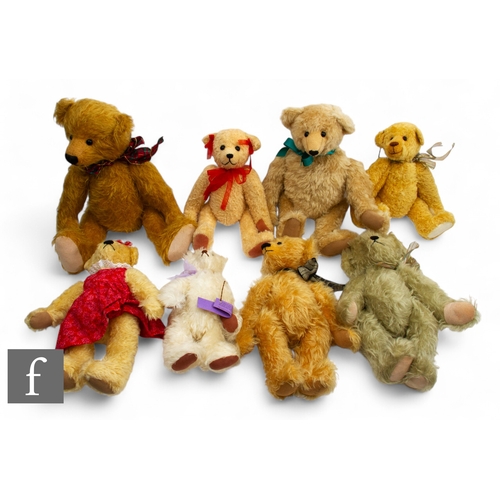 297 - Four artist designed bears by Margaret Pusey, all mohair, tallest 51cm, together with a collection o... 