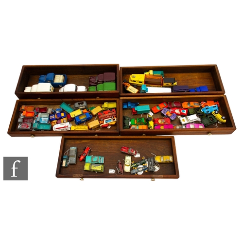 111 - A collectors cabinet containing a small collection of unboxed diecast models, to include Matchbox an... 