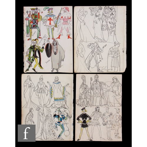 728 - Albert Wainwright (1898-1943) - Four double sided sketchbook pages depicting Medieval and religious ... 