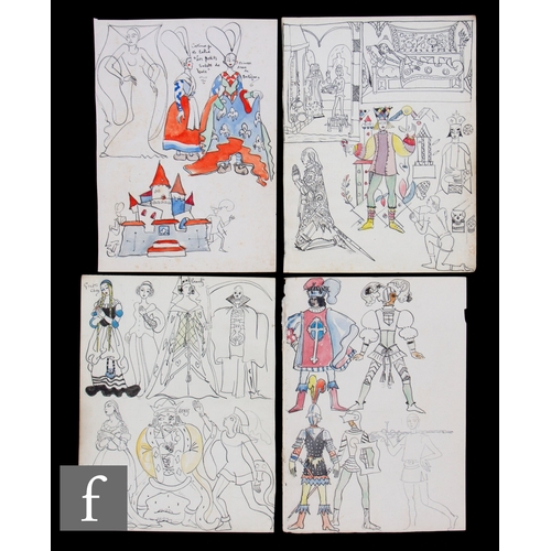 729 - Albert Wainwright (1898-1943) - Four double sided sketch book studies depicting character and costum... 