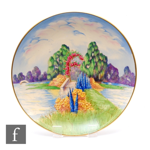 650 - Harold Holdcroft - Grimwades Royal Winton - An Art Deco hand painted charger, circa 1935, in the Ros... 