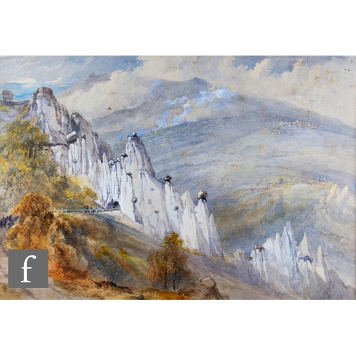 9010 - GEORGE BARNARD (1815-1890) - Mountainous landscape, early morning, watercolour, signed, framed, 38cm... 