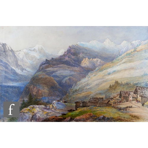 9010 - GEORGE BARNARD (1815-1890) - Mountainous landscape, early morning, watercolour, signed, framed, 38cm... 