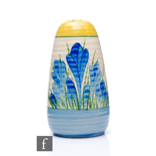 475 - Clarice Cliff - Blue Crocus - A Lynton shaped sugar sifter circa 1936, hand painted with tonal blue ... 