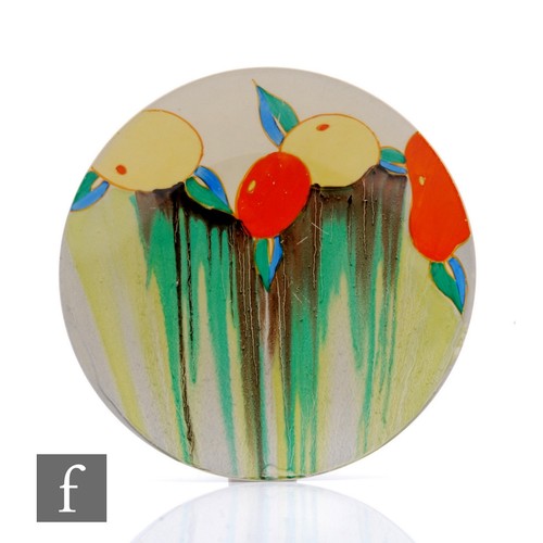 478A - Clarice Cliff - Delecia Citrus - A circular dish form plate circa 1932, hand painted with a band of ... 