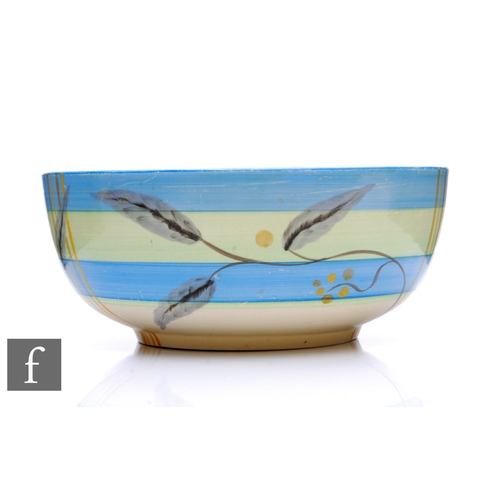 488 - Clarice Cliff - Kelverne Blue - A Holborn shape bowl circa 1936, hand painted with stylised leaves o... 