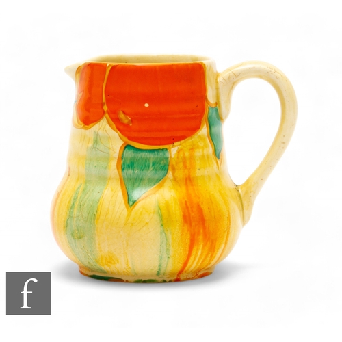 491 - Clarice Cliff - Delecia Peaches - A shape 650 jug circa 1932, hand painted with fruit and foliage ab... 