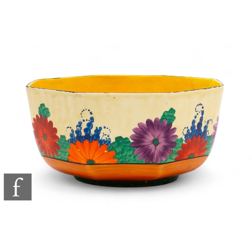 492 - Clarice Cliff - Gay Day - A large size octagonal bowl circa 1931, hand painted with stylised flowers... 