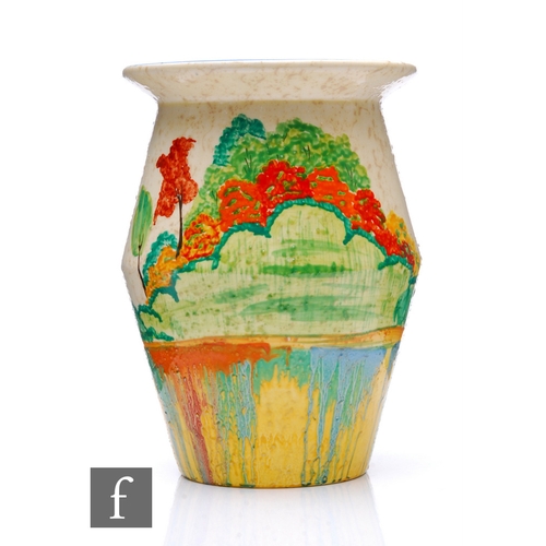 245 - Clarice Cliff - Patina Garden - A shape 342 vase circa 1932, hand painted with a stylised garden lan... 