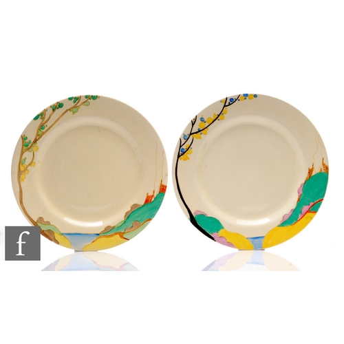 275 - Clarice Cliff - Secrets and Seven Colour Secrets - A pair of circular plates circa 1933, hand painte... 